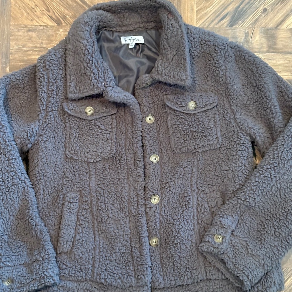 Polagram Cozy Gray Sherpa Jacket Medium